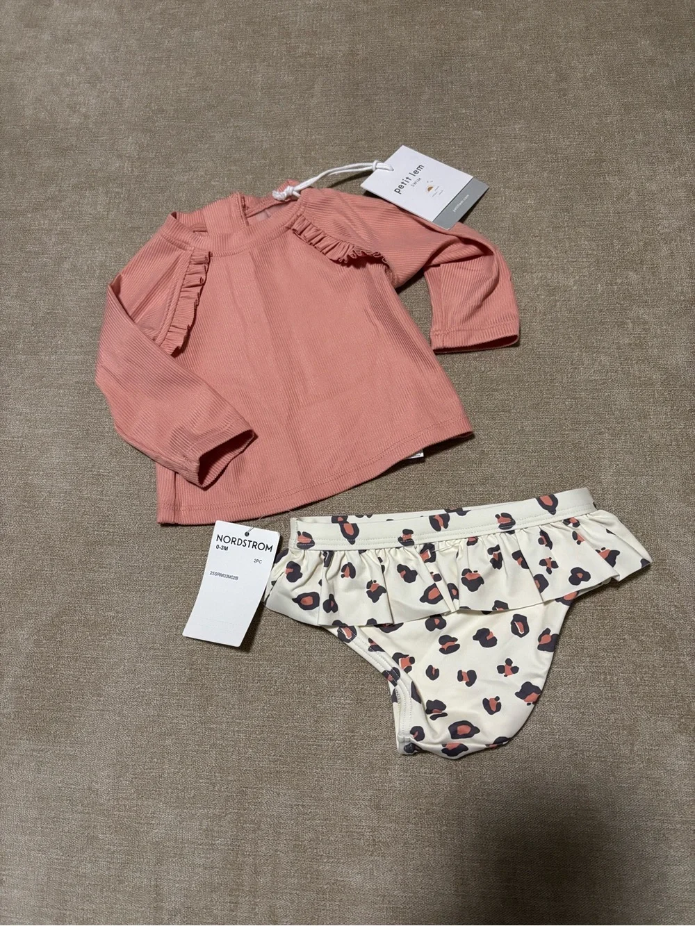 Petit Lem Pink Ribbed Baby Rash Guard Top